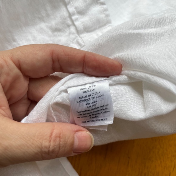 Faherty Laguna Premium Linen Relaxed White Shirt Chest Pocket Blouse, Size L - Picture 8 of 9